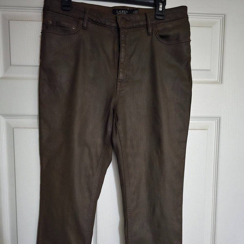 Ralph Lauren Coated High-Rise Straight Ankle Jean Size 12